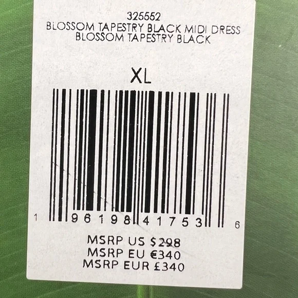 NWT FARM Rio Bloom Tapestry Black Plunge Bishop Sleeve Maxi Dress - Picture 6 of 11